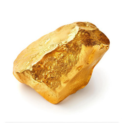 Large gold nugget casting a shadow on white background - yliv