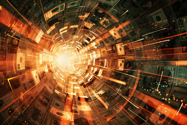 Money tunnel effect showing financial concept - yliv