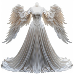White angelic gown with majestic wings on mannequin - yliv