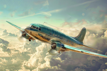Классический самолет, летящий над облачным покровом в золотой час - yliv