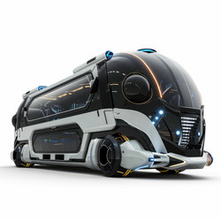 футуристический автономный автобус, стоящий на белом фоне - yliv
