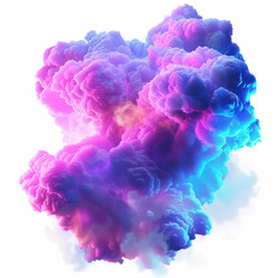 Pink and blue smoke creating an abstract cloud shape on a white background - yliv