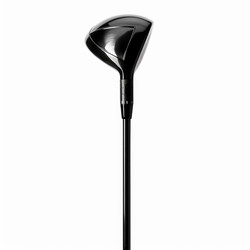 Black golf club driver standing upright on white background - yliv