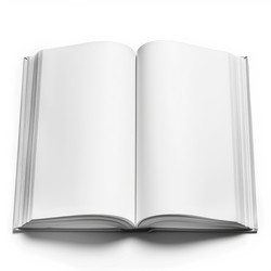 открытая книга с пустыми белыми страницами на белом фоне - yliv