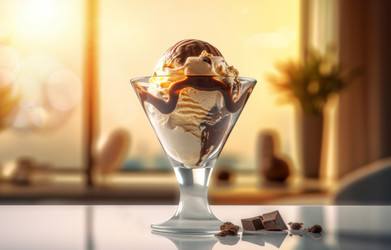 Delicious ice cream chocolate glass. Generate ai - yliv