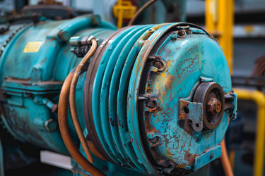 Old rusted industrial machine part showing signs of age and wear - yliv