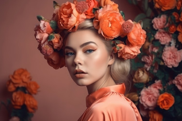 женский портрет с цветами. генеративный контент - yliv