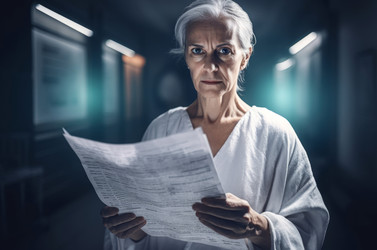 Hospital woman with patient checklist. Female doctor with medical health form. Generate ai - yliv