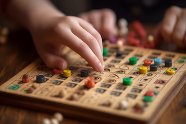 дети играют в настольную игру. увлекательная и красочная игра с разными персонажами. генеративный контент - yliv