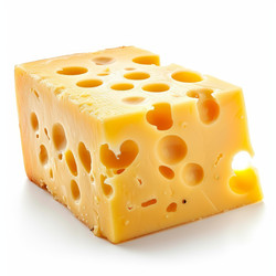 Block of swiss cheese resting on white background - yliv