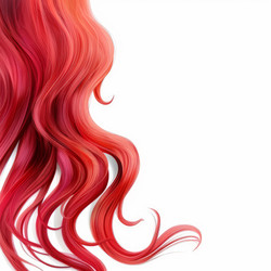 Shiny red hair flowing on white background, perfect for shampoo or hair product advertisement - yliv