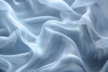 Light blue transparent fabric is flowing down creating wavy folds - yliv