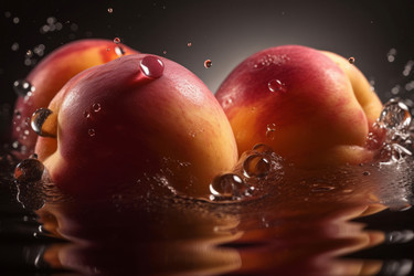 брызги воды из красных нектаринов. аппетитные и вкусные фрукты с витаминами. генеративный контент - yliv
