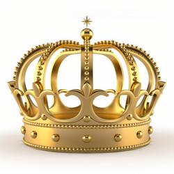 Large golden crown standing on white background - yliv