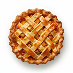 Delicious homemade peach pie showing golden crust and lattice top - yliv