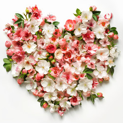 Beautiful heart shaped floral arrangement made of pink and white flowers forming a symbol of love, perfect for valentines day - yliv