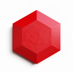 красный шестиугольник, плавающие на белом фоне с тенью - yliv
