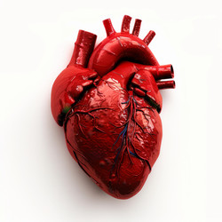 Realistic 3d rendering of a human heart, isolated on white background - yliv