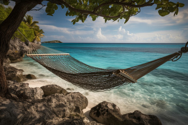 Paradise ocean hammock. Generate AI - yliv