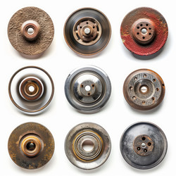 Nine used car parts showing their age and wear and tear - yliv