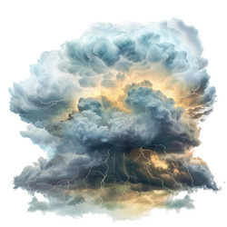 Dramatic lightning storm illuminating cumulonimbus clouds at sunset - yliv