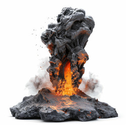 Volcanic eruption forming a surreal rock formation with molten lava - yliv