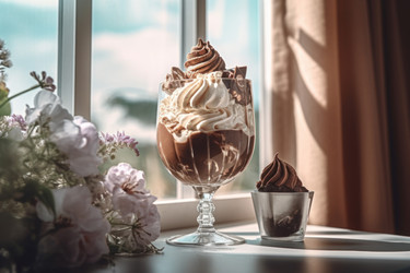 вкуснейшее шоколадное мороженое со взбитыми сливками. генеративный контент - yliv