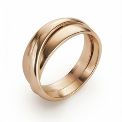 This elegant golden ring is rotating and reflecting on a white background - yliv