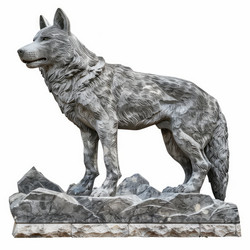 Proud stone wolf statue standing on a rock formation - yliv