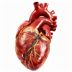Anatomically accurate 3d rendering of a human heart, showing arteries, veins, and aorta - yliv