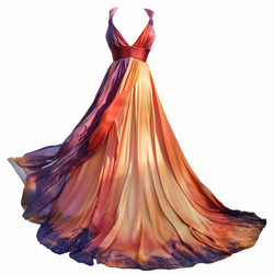 Elegant flowing dress with sunset hues captivating fashion enthusiasts - yliv
