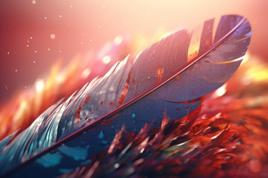 Feather ethereal floating in sunlit. Generate ai - yliv
