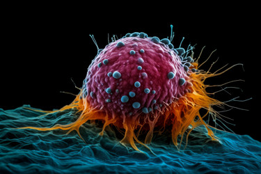 Electronic microscope cancer molecule. Abnormal biology body cell lab research. Generate ai - yliv