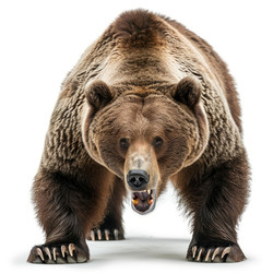 Large brown bear standing on hind legs showing teeth - yliv
