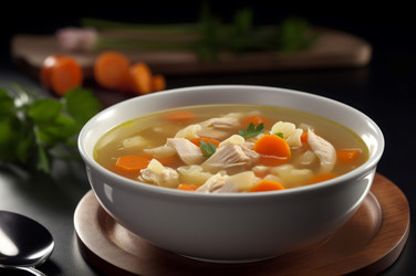 миска для куриного супа. полезный вкусный домашний бульон для гурманов. генеративный контент - yliv