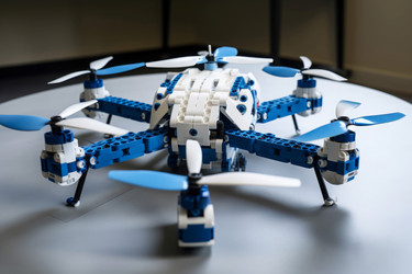 Drone plastic construction kit. Remote controlled building aerial toy. Generate ai - yliv