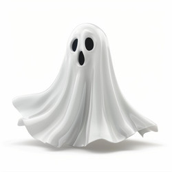 Classic white ghost floating and screaming on white background - yliv