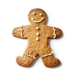 Gingerbread man smiling on white background - yliv