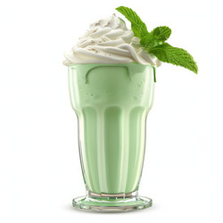 Refreshing green mint milkshake with whipped cream and chocolate sprinkles - yliv