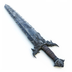 Fantasy sword resting on white background - yliv