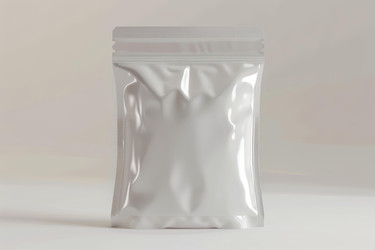 Пустой белый чехол-подставка doypack с застежкой-молнией на белом фоне - yliv