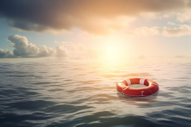 Lifebuoy aid floating sea. Generate ai - yliv