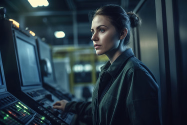 работница умело управляет заводской системой. генеративный контент - yliv