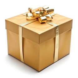 Golden gift box wrapped with a gold ribbon ready for any celebration - yliv