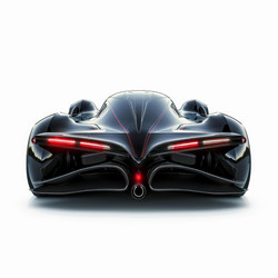 современный черный спортивный автомобиль с включенными красными огнями стоит на белом фоне - yliv