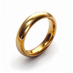 Golden ring is casting a strong shadow on a white background - yliv