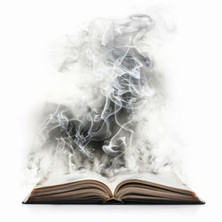 Дым, поднимающийся из открытой книги, создает волшебную и таинственную атмосферу - yliv