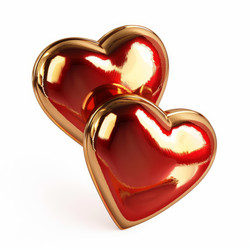 Two golden and red hearts intertwined symbolizing love - yliv