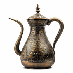 Традиционный арабский кофейник dallah с замысловатой отделкой из металла, отражающий богатое культурное наследие - yliv