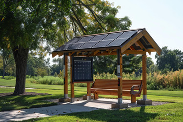 Solar panel charging station providing clean energy in a park - yliv